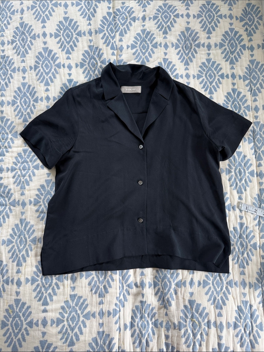EVERLANE THE NOTCH SHIRT IN WASHABLE SILK, sold out style, black